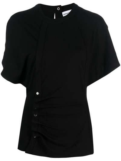 Rabanne Short-sleeved Draped Blouse In Black