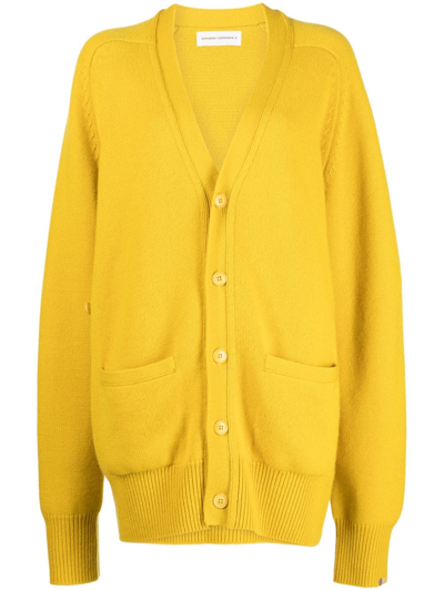 Extreme Cashmere Papilli V-neck Cashmere Cardigan In Yellow
