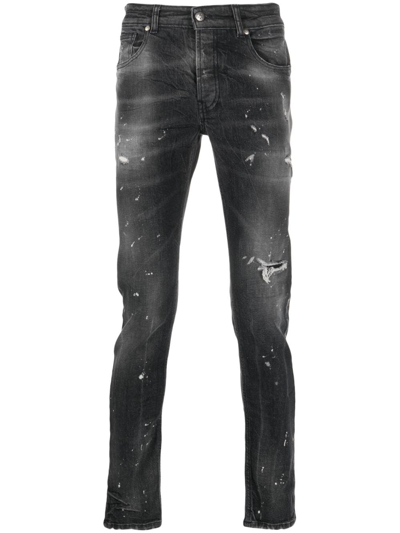 John Richmond Iggy Distressed-finish Skinny Jeans In Black