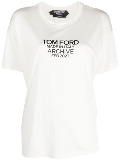 TOM FORD LOGO-PRINT SILK T-SHIRT