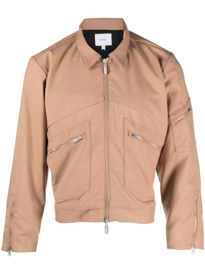 Rhude Neutral Sambac Zip Up Shirt Jacket In Brown