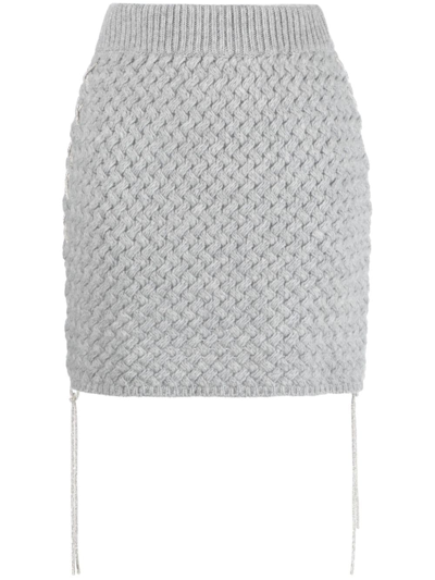 Giuseppe Di Morabito Woven-knit Lace-up Miniskirt In Grey