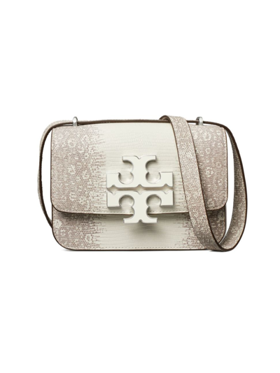 Tory Burch Women's Eleanor Lizard-embossed Leather Convertible Shoulder Bag In Cool White