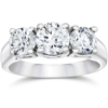 Pompeii3 1 3/4ct Three Stone Round Cut Diamond Engagement Ring 14k White Gold Lab Grown In Multi