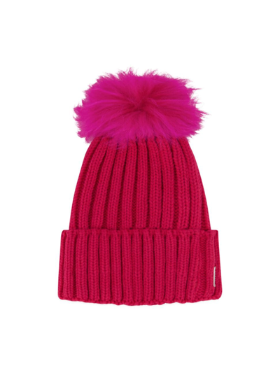 Gorski Knit Toscana Lamb Pom Beanie In Pink