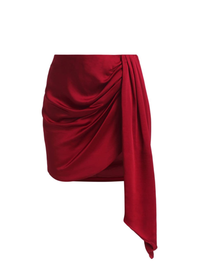 Simkhai Women's Mae Draped Satin Miniskirt In Carmine
