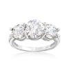 Ross-simons Cz 3-stone Ring In 14kt White Gold In Silver
