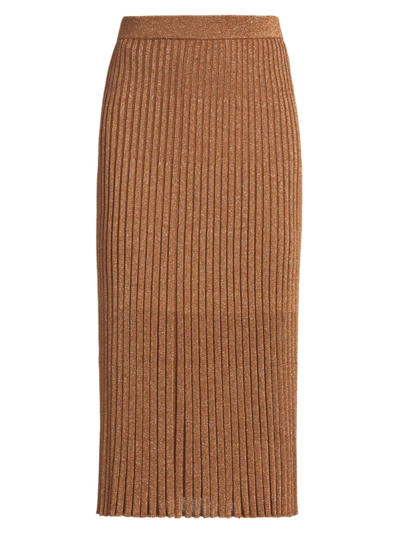 Zimmermann Women's Luminosity Lurex Midi Skirt In Tan