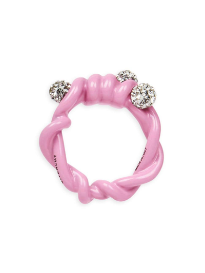 Givenchy Women's Twisted Ring In Metal With Crystals In Bubble Gum
