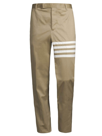 Thom Browne Cotton Twill Knit Seamed 4-bar Unconstructed Chino Trousers In Beige