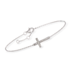 Ross-simons Diamond Sideways Cross Bracelet In Sterling Silver In Silver