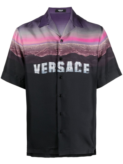 Versace Hills Silk Shirt In Black