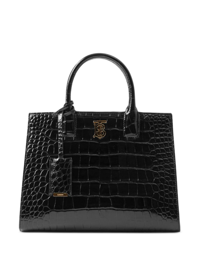 Burberry Small Frances Leather Tote Bag In Black