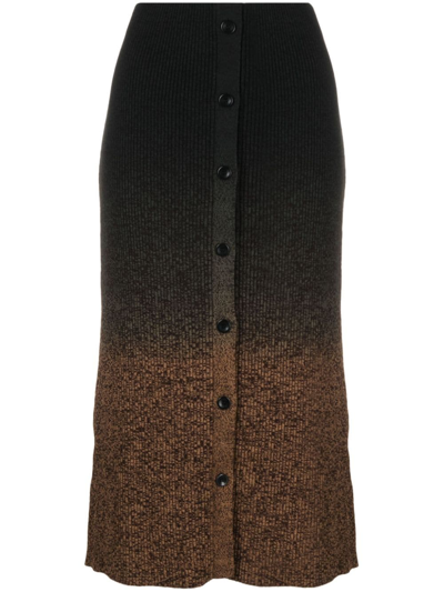 Proenza Schouler White Label Gradient Marl Knit Skirt Brown Melange / Black L In Brown Melange Black