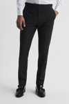 Reiss Black Modern Fit Wool Blend Trousers In Black