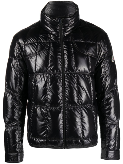 Moncler Tevel High-shine Padded Jacket In Black