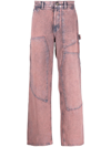ANDERSSON BELL PINK WAX-COATED CARPENTER JEANS