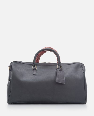 Golden Goose Zip-up Leather Duffle Bag In Black