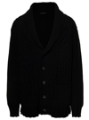 Tagliatore Shawl-collar Ribbed Cardigan In Black