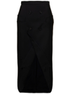 Alexander Mcqueen Black Long Sartorial Skirt With Front Split In Wool Woman In Black