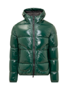 Herno Logo Patch Zip-up Padded Jacket In Verde College