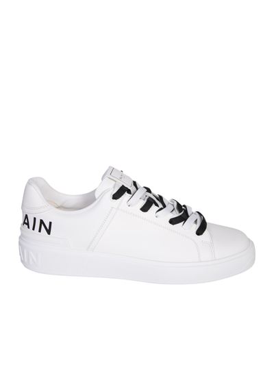 Balmain B-court Calf Leather Sneakers In White