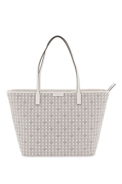 Tory Burch Every-ready Woven Monogram Tote Bag In White