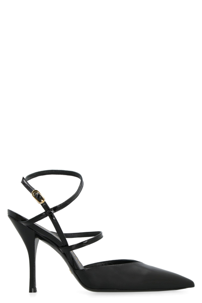 STUART WEITZMAN STRAPEZE LEATHER PUMPS