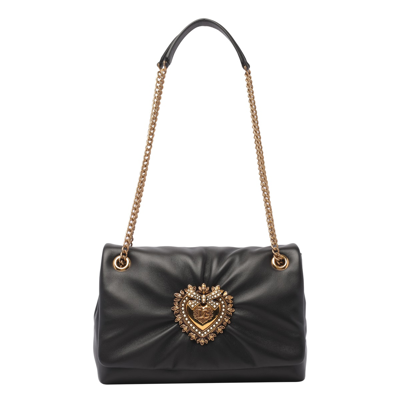 Dolce & Gabbana Medium Devotion Soft Shoulder Bag In Black