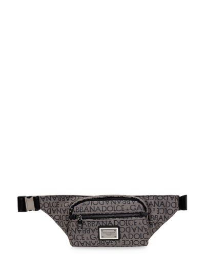 Dolce & Gabbana Belt Bag With Logo In Marrone/nero