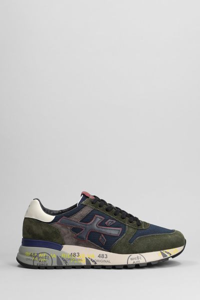 Premiata Mick Sneakers In Green Suede And Fabric In Brown