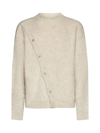 Jacquemus Asymmetrical Buttons Crewneck Knit Sweater In Beige 2