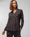 Soma Women's Cool Nights Long Sleeve Notch Collar Pajama Top In Black Size Medium |  In Black