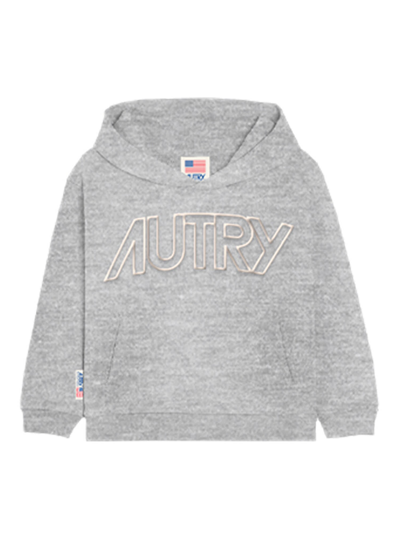 Autry Kids' Logo-print Cotton Hoodie In Grey