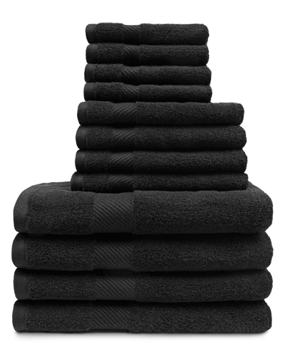 Superior Highly Absorbent 12pc Towel Set In Black