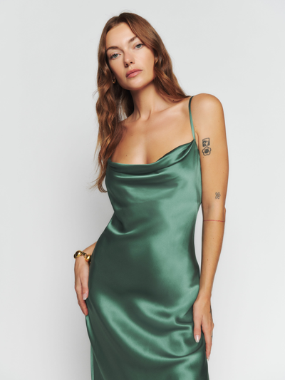 Reformation Salamanca Dress In Bottle Green