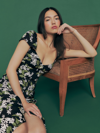 Reformation Baxley Floral-print Crepe De Chine Midi Dress In Aroma