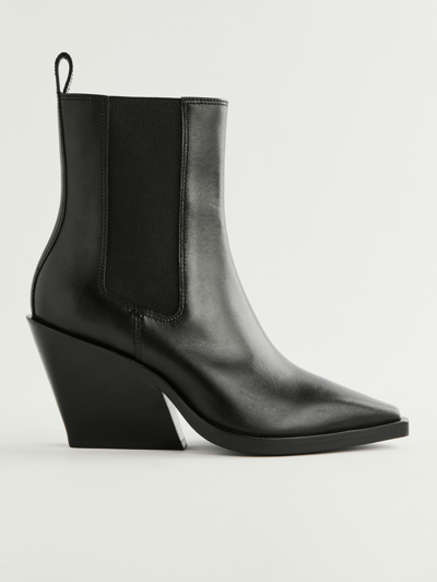 Reformation Odessa Western Boot In Black Leather