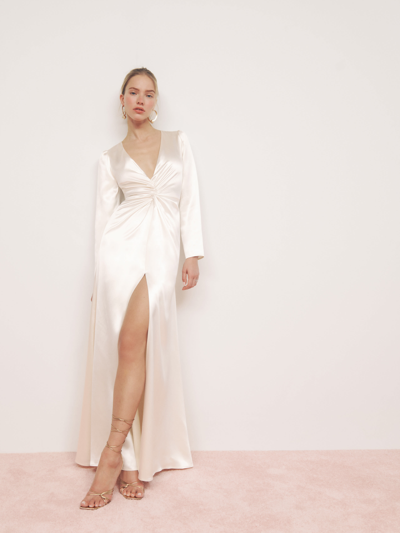 Reformation Delphi Silk Dress In Ivory | ModeSens