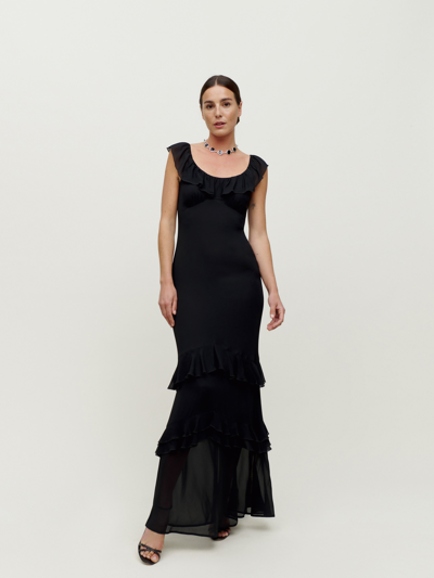 Reformation Tripoli Ruffle Maxi Dress In Black