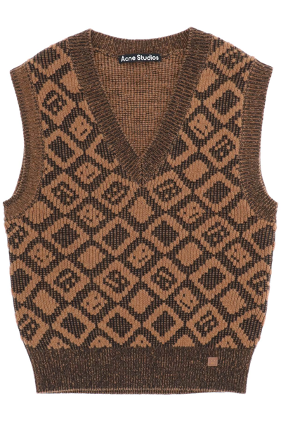 Acne Studios Knit Jumper Waistcoat In Brown