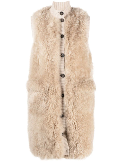 Brunello Cucinelli Textured Sleeveless Coat In Brown