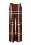Burberry Dark Birch Brown Check-motif Silk Trousers In Brown