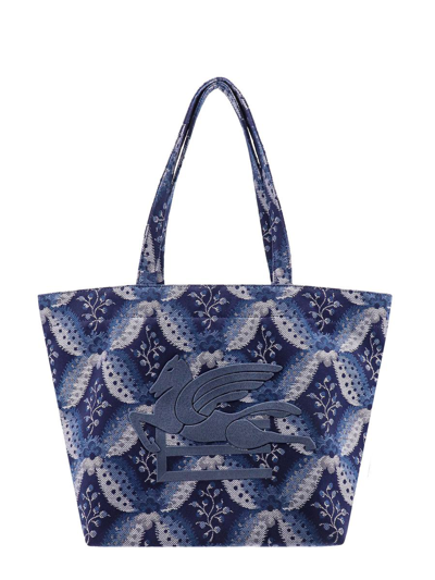 Etro Florale Soft Trotter Tasche In Navy Blue