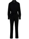 ALBERTO BIANI BLACK JUMPSUIT WITH CLASSIC COLLAR AND BELT IN TRIACETATE BLEND WOMAN