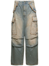 DARKPARK 'VIVI' LIGHT BLUE CARGO JEANS WITH BLEACHED EFFECT AND PAINT STAINS IN COTTON DENIM WOMAN