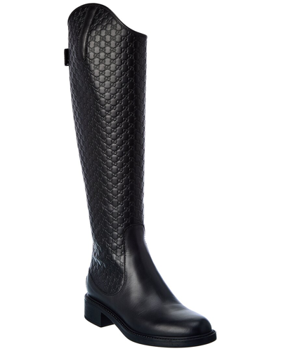 Gucci Ssima Leather Knee-high Boot In Black