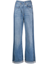 LOEWE BLUE TWO-TONE DECONSTRUCTED JEANS
