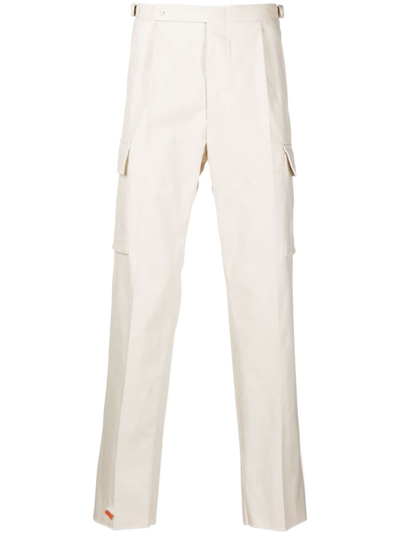 Kiton Straight Cotton-blend Pants In White