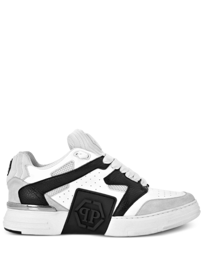 Philipp Plein Phantom Street Leather Sneakers In White
